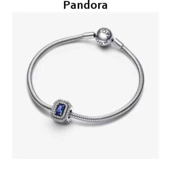Pandora Blue Sparkling Leveled Rectangular Charm - Picture 2 of 4
